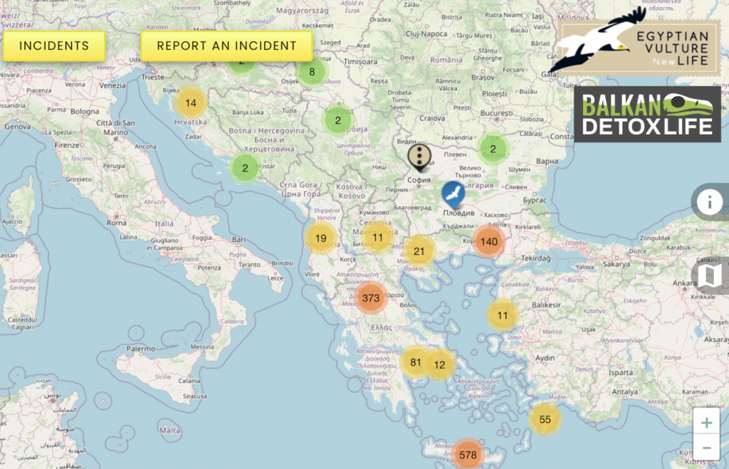 Balkan wildlife poisoning map