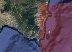 GPS tracking map of the route of the Griffon Vulture Mayra before she drowned